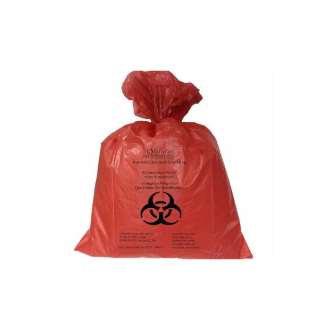 Red bio-hazard bag