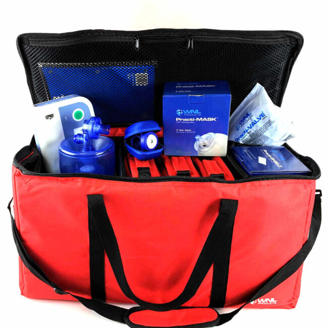 CPR Practi-CARRY Bag shown with supplies